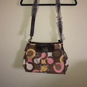 NWT authentic brown, yellow, and pink coach purse!- VINTAGE Y2K/ RETRO